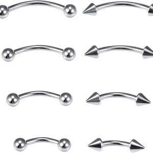 8 Eyebrow Barbells Piercing Jewelry 4 Sizes Silver Tone